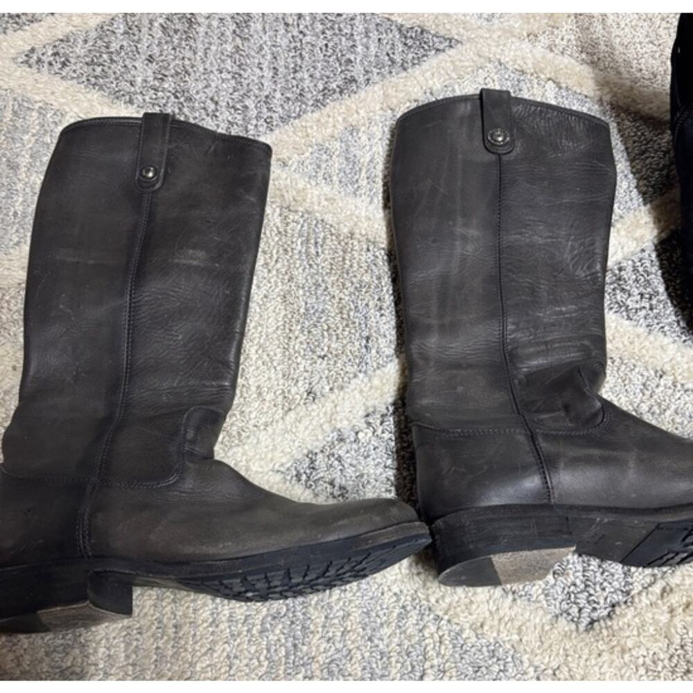 Frye Melissa Button Lug Tall Riding Boots Smoke Brown Leather, Women's 8M - Picture 3 of 7